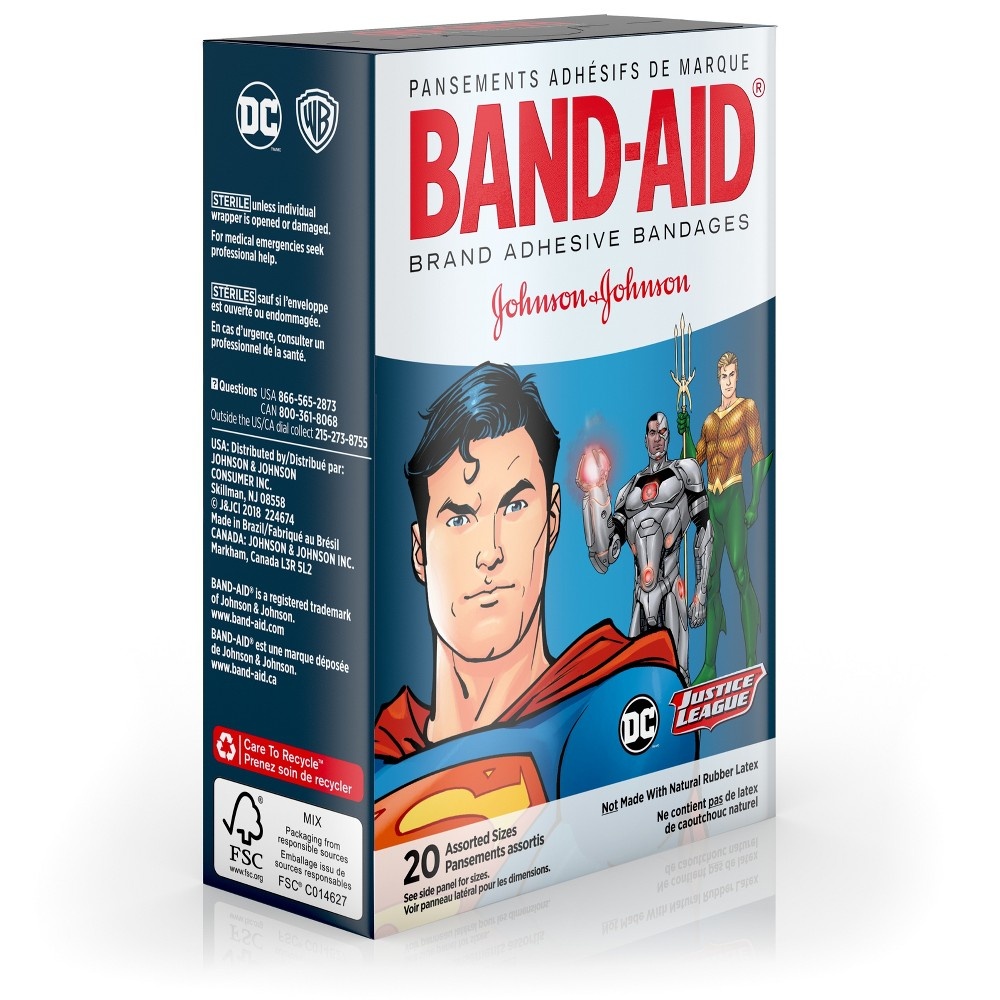 slide 6 of 8, BAND-AID Brand Adhesive Bandages, Justice League - Assorted Sizes, 20 ct