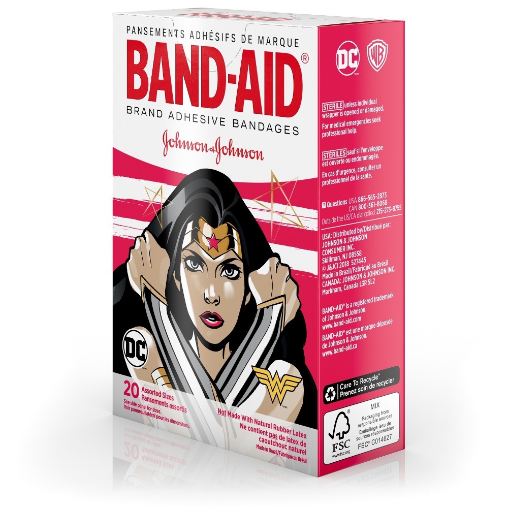slide 2 of 8, BAND-AID Brand Adhesive Bandages, Wonder Woman Assorted Sizes, 20 ct