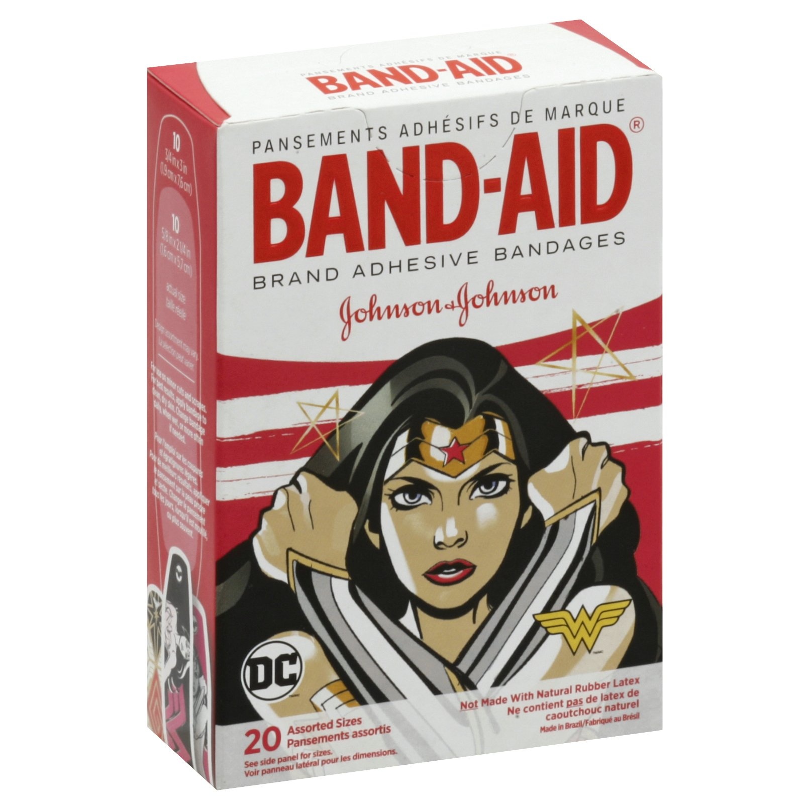 slide 1 of 8, BAND-AID Brand Adhesive Bandages, Wonder Woman Assorted Sizes, 20 ct