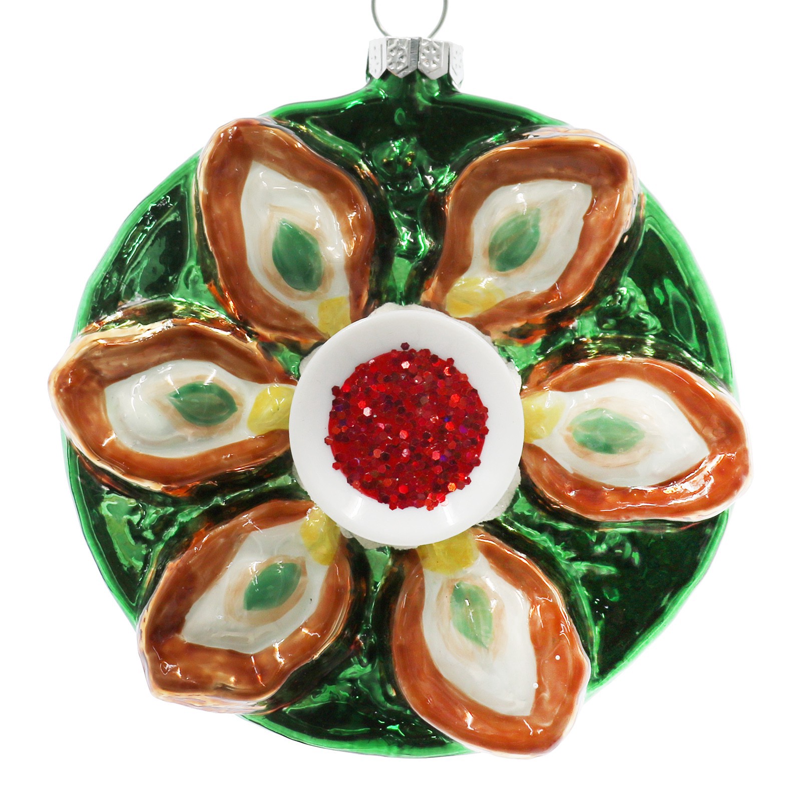 slide 3 of 4, 4" Oyster Platter Glass Ornament By Ashland, 3.55 in x 1.19 in x 3.94 in