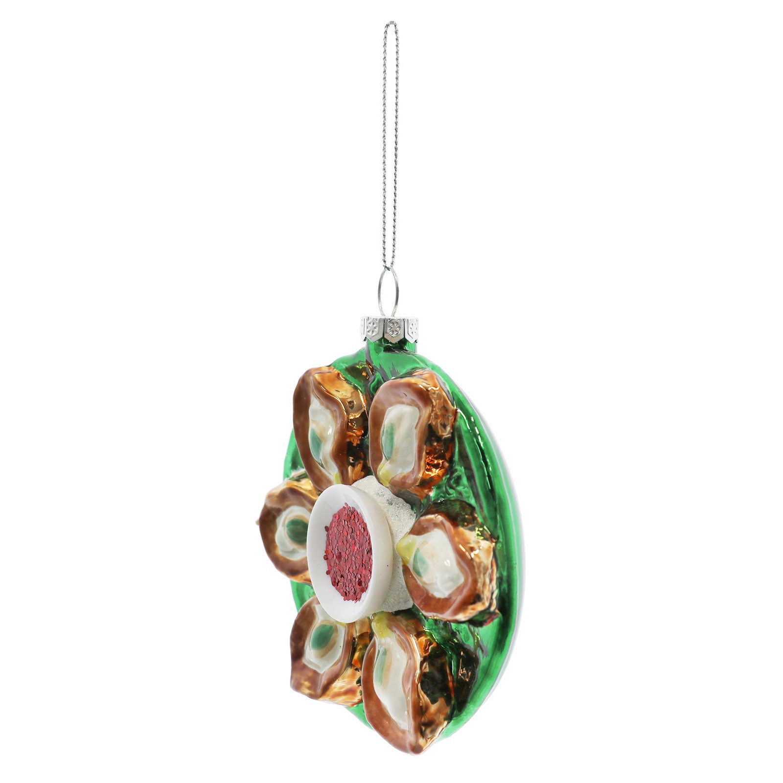 slide 4 of 4, 4" Oyster Platter Glass Ornament By Ashland, 3.55 in x 1.19 in x 3.94 in