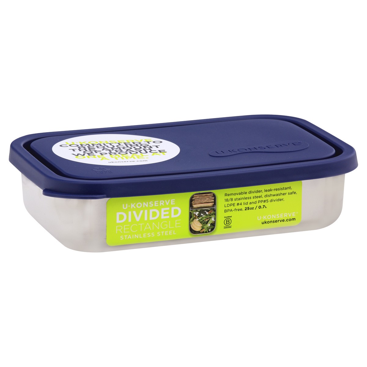 slide 3 of 11, U-Konserve 25 Ounce Stainless Steel Rectangle Divided Container 1 ea, 1 ea