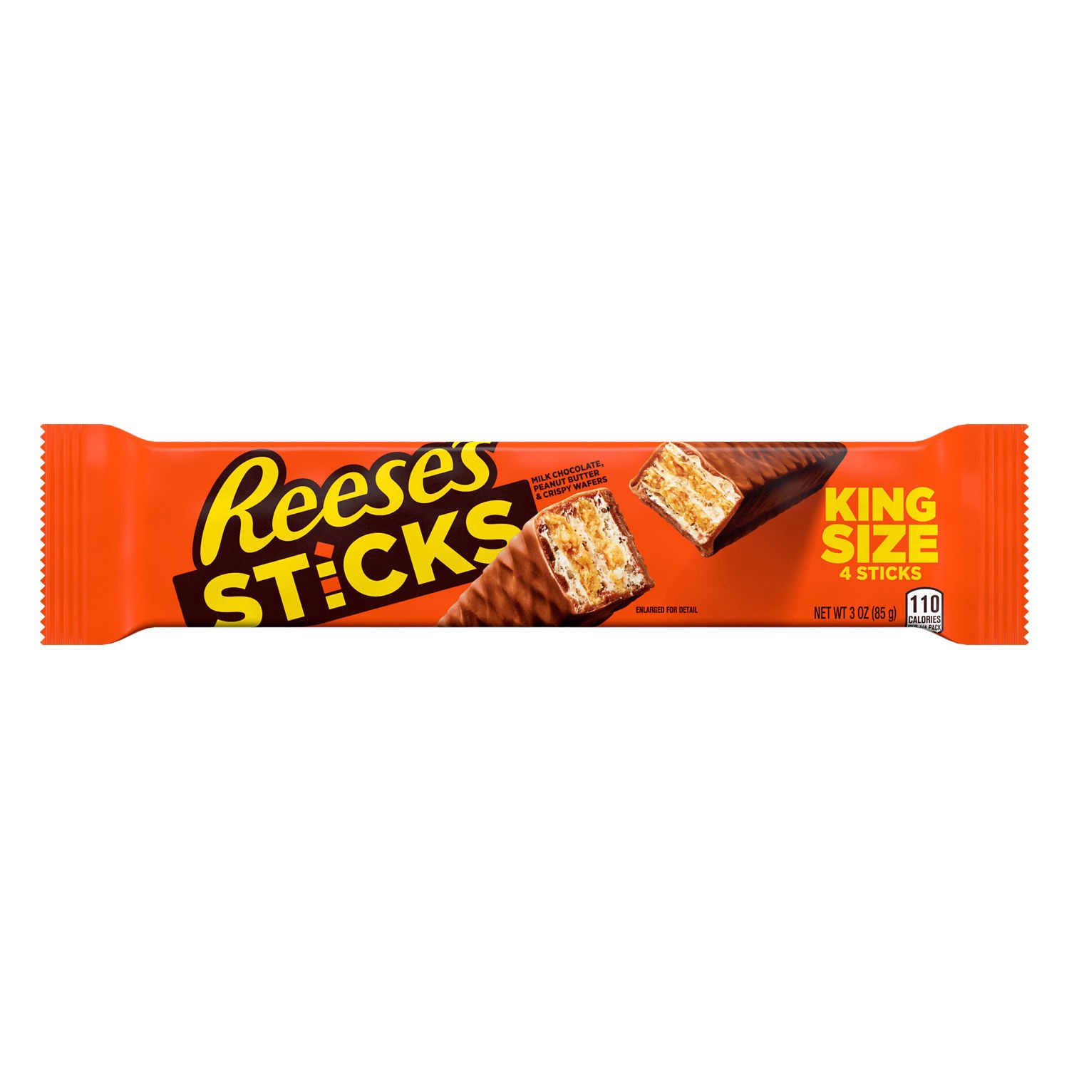 slide 1 of 1, REESE'S STICKS Milk Chocolate, Peanut Butter and Crisp Wafers Candy Bar, 3 oz, King Size Pack, 