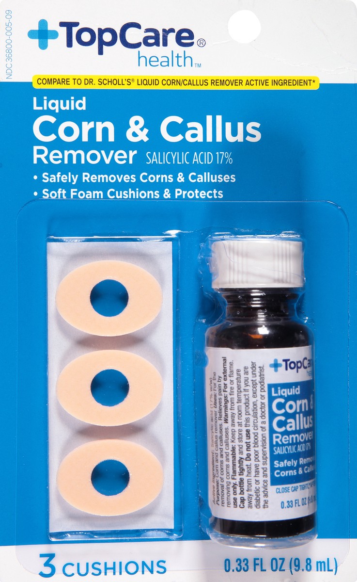 slide 1 of 13, TopCare Liquid Corn & Callous Remover Foot Care, 0.33 fl oz
