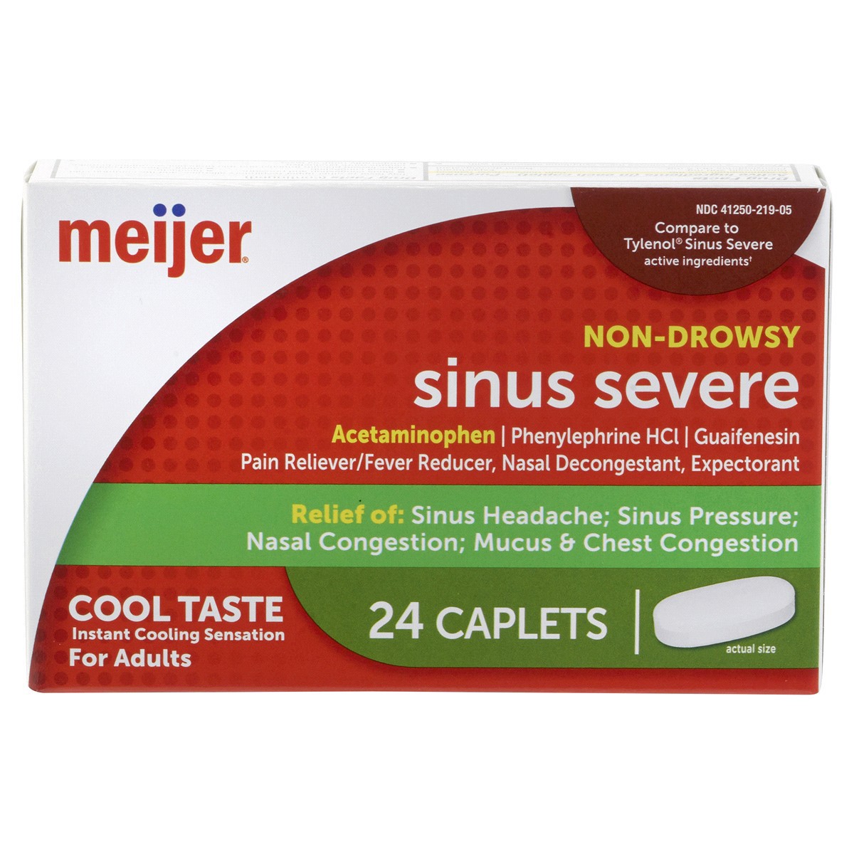 slide 1 of 17, Meijer Sinus Severe Multi-Sympton Daytime Caplets, 24 ct