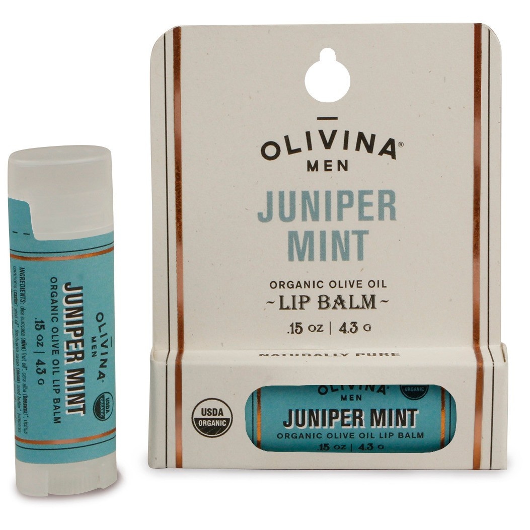 slide 1 of 1, Olivina Men Juniper Mint Organic Lip Balm, 0.15 oz