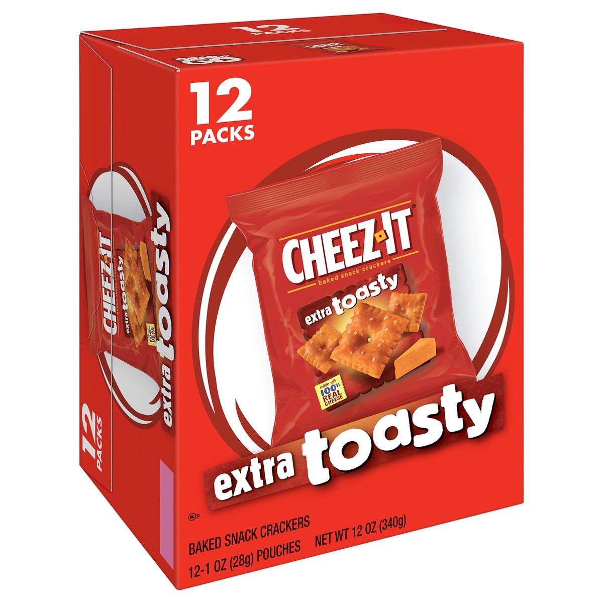 slide 8 of 8, Cheez-It Cheese Crackers, Baked Snack Crackers, Office and Kids Snacks, Extra Toasty, 12oz Box, 12 Packs, 12 oz