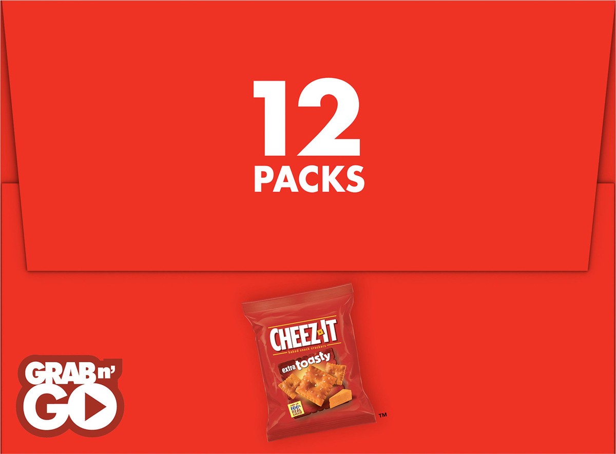 slide 3 of 8, Cheez-It Cheese Crackers, Baked Snack Crackers, Office and Kids Snacks, Extra Toasty, 12oz Box, 12 Packs, 12 oz