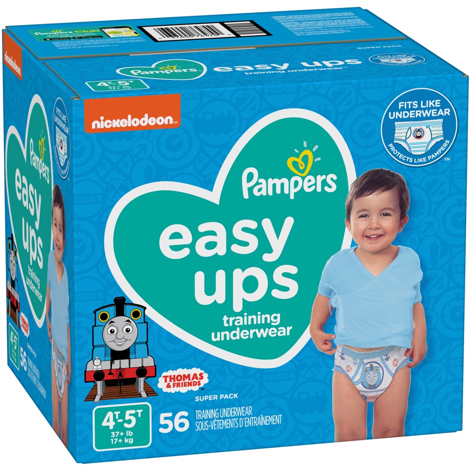 slide 3 of 3, Pampers Easy Ups Training Underwear Boys Size 6 4T5T 56 Count, 56 ct