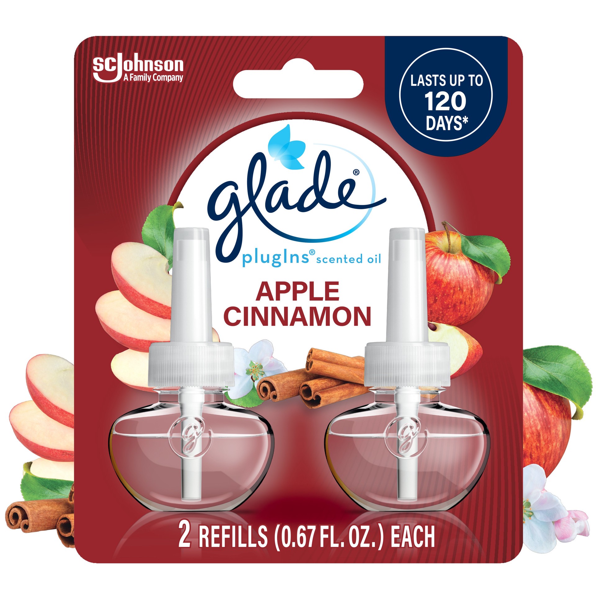 slide 1 of 6, Glade 0.67 -fl oz Apple Cinnamon Refill Air Freshener 2 -Pack, 1 ct