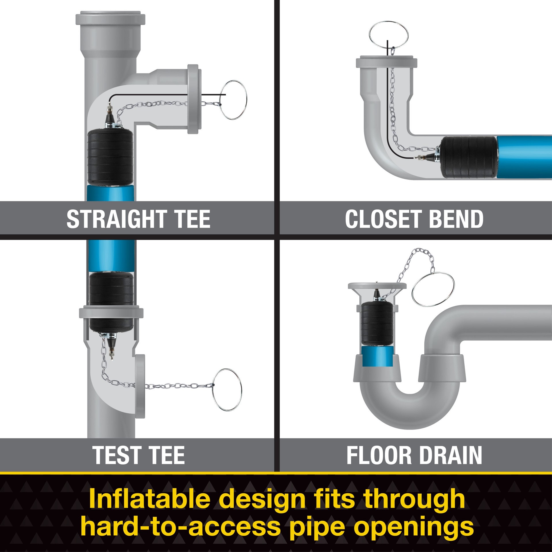 slide 4 of 4, Cherne 3-in ABS DWV Test-Ball Plug, 1 ct
