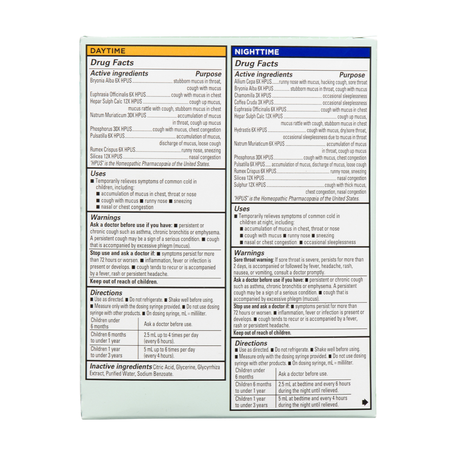 slide 2 of 5, Hyland's Naturals Baby 6+ Months Daytime/Nighttime Mucus + Cold Relief Combo Pack 2 - 4 fl oz Bottles, 2 ct