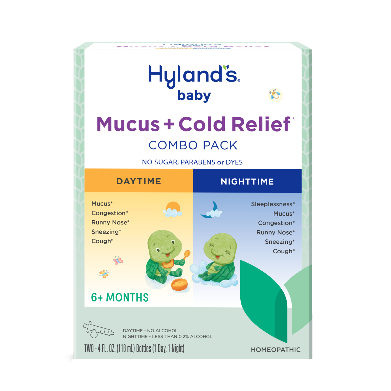 slide 1 of 5, Hyland's Naturals Baby 6+ Months Daytime/Nighttime Mucus + Cold Relief Combo Pack 2 - 4 fl oz Bottles, 2 ct