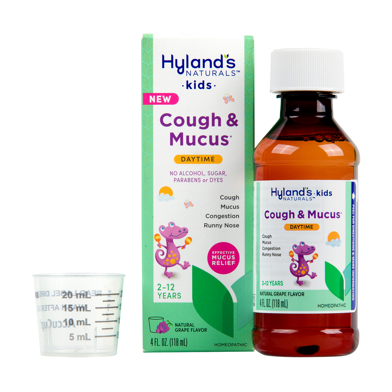 slide 4 of 4, Hyland's Naturals Kids Daytime Natural Grape Flavor Cough & Mucus 4 fl oz, 4 oz