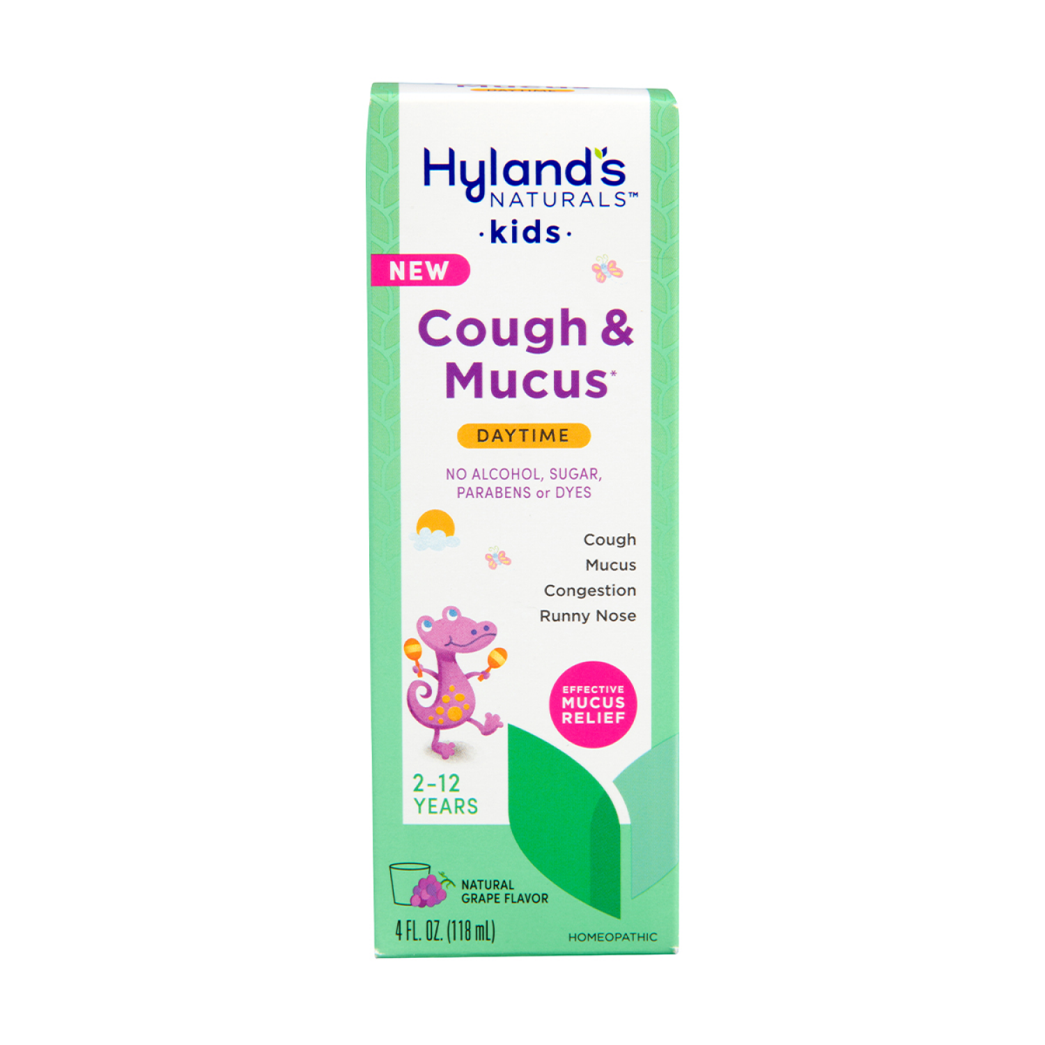 slide 1 of 4, Hyland's Naturals Kids Daytime Natural Grape Flavor Cough & Mucus 4 fl oz, 4 oz