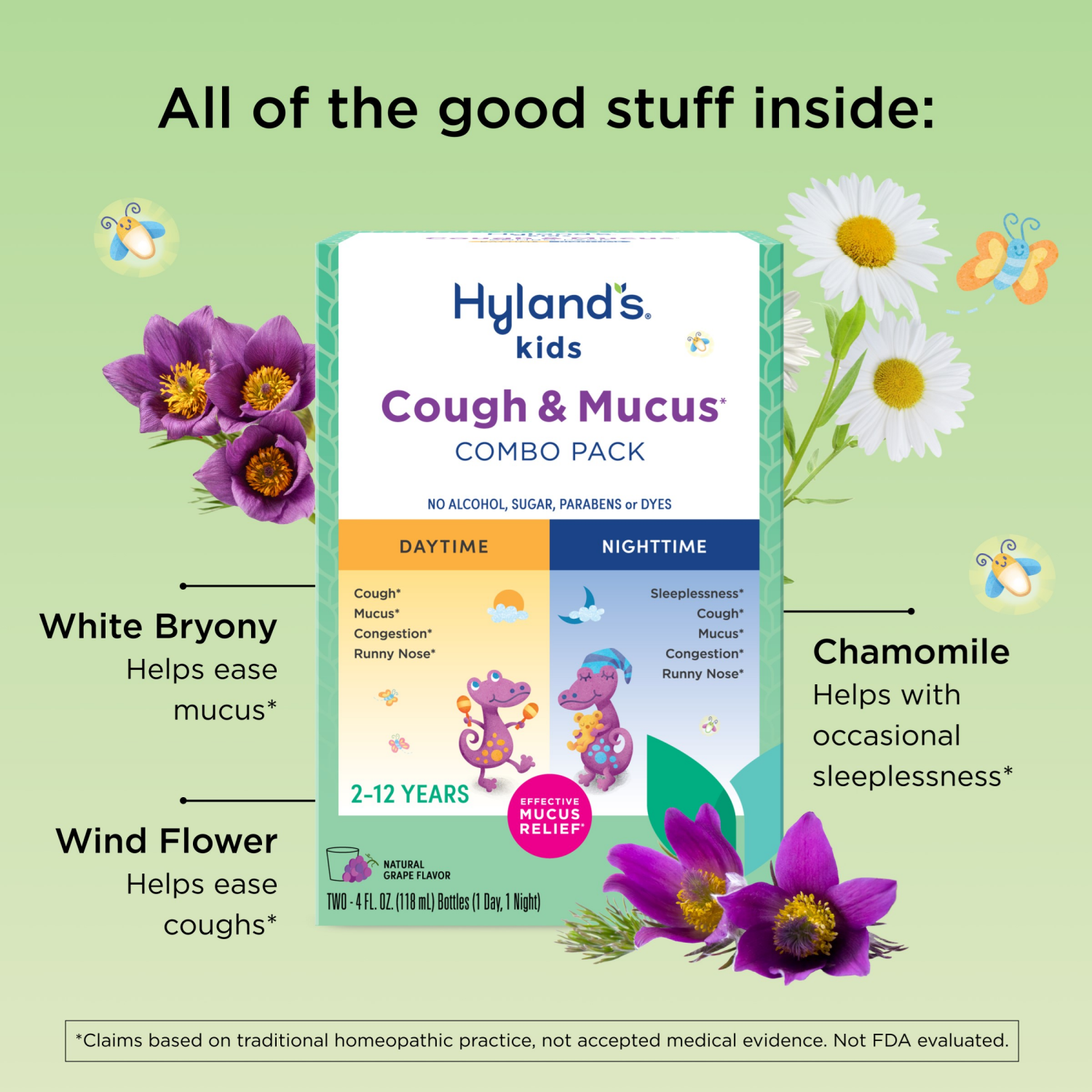 slide 6 of 7, Hyland's Naturals Kids Natural Grape Flavor Mucus + Cold Relief Combo Pack 2 - 4 fl oz Bottles, 2 ct
