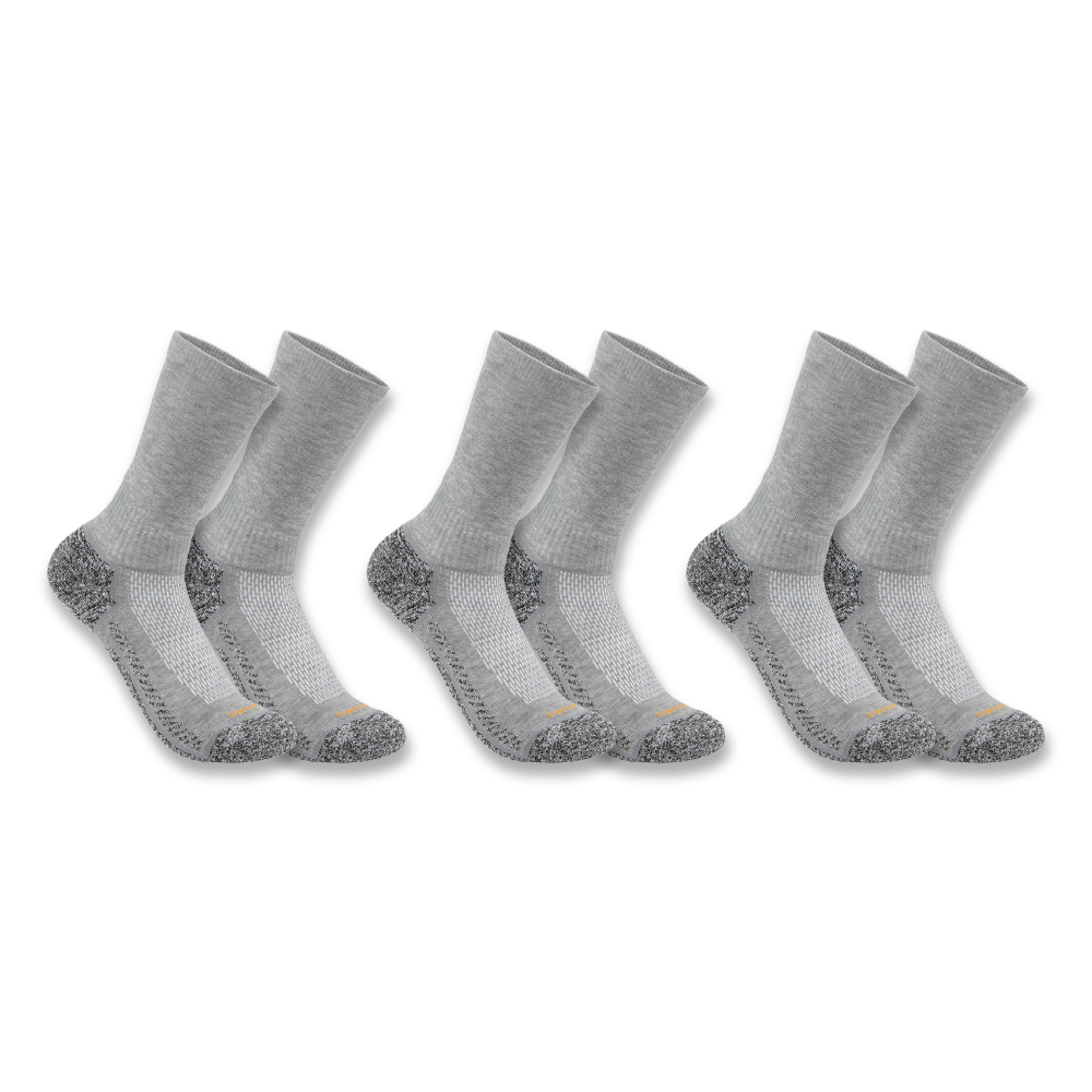 slide 2 of 2, Carhartt® Men's Force Midweight Large Crew Sock Pack - Charcoal, 3 ct