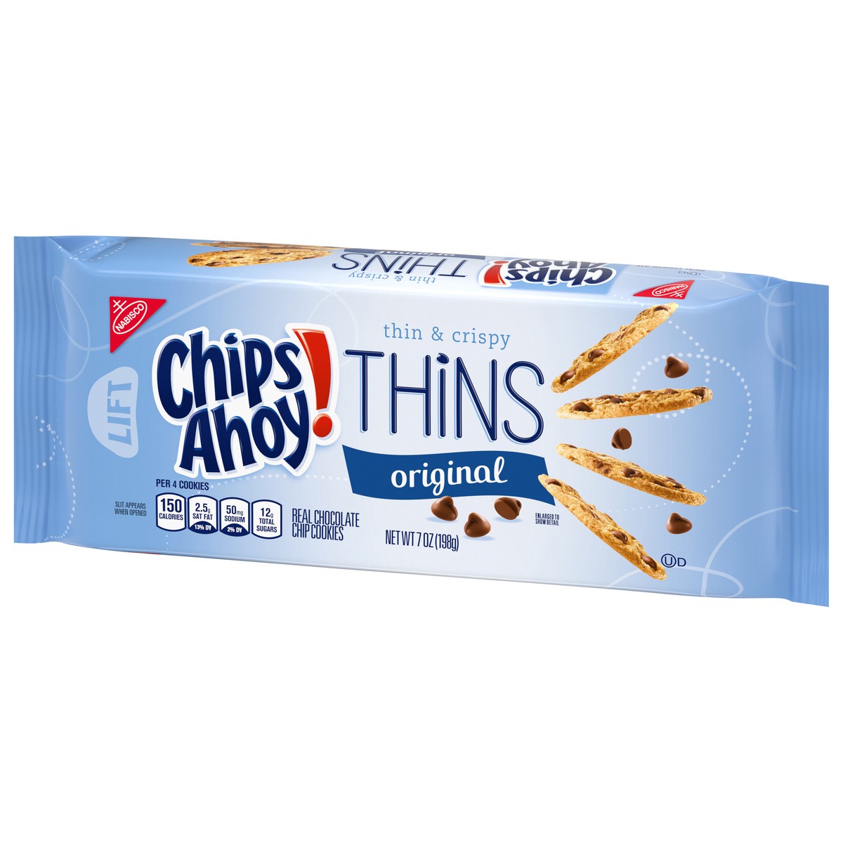slide 3 of 9, CHIPS AHOY! Thins Original Chocolate Chip Cookies, 7 oz, 7 oz
