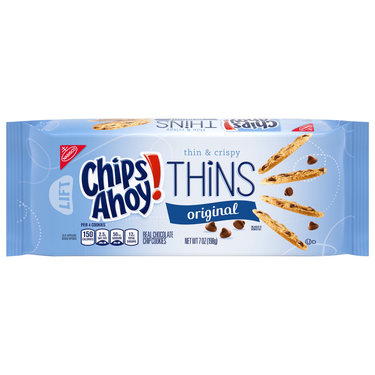 slide 1 of 9, CHIPS AHOY! Thins Original Chocolate Chip Cookies, 7 oz, 7 oz