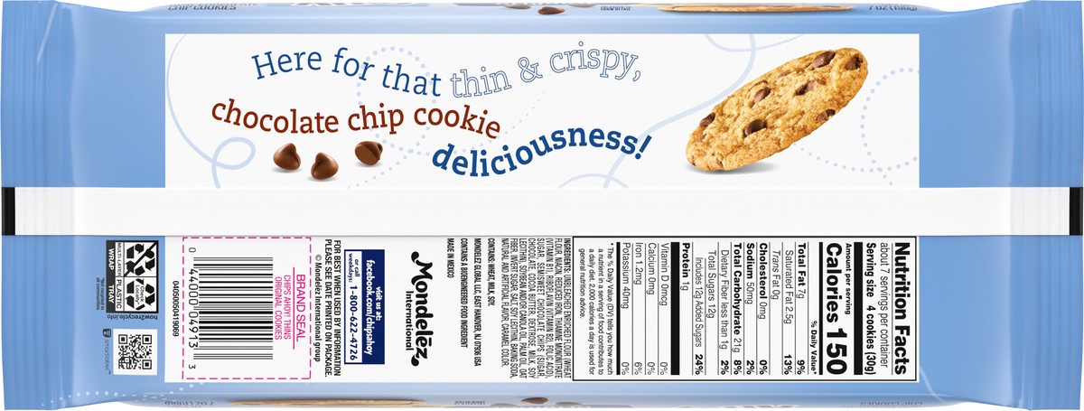 slide 5 of 9, CHIPS AHOY! Thins Original Chocolate Chip Cookies, 7 oz, 7 oz