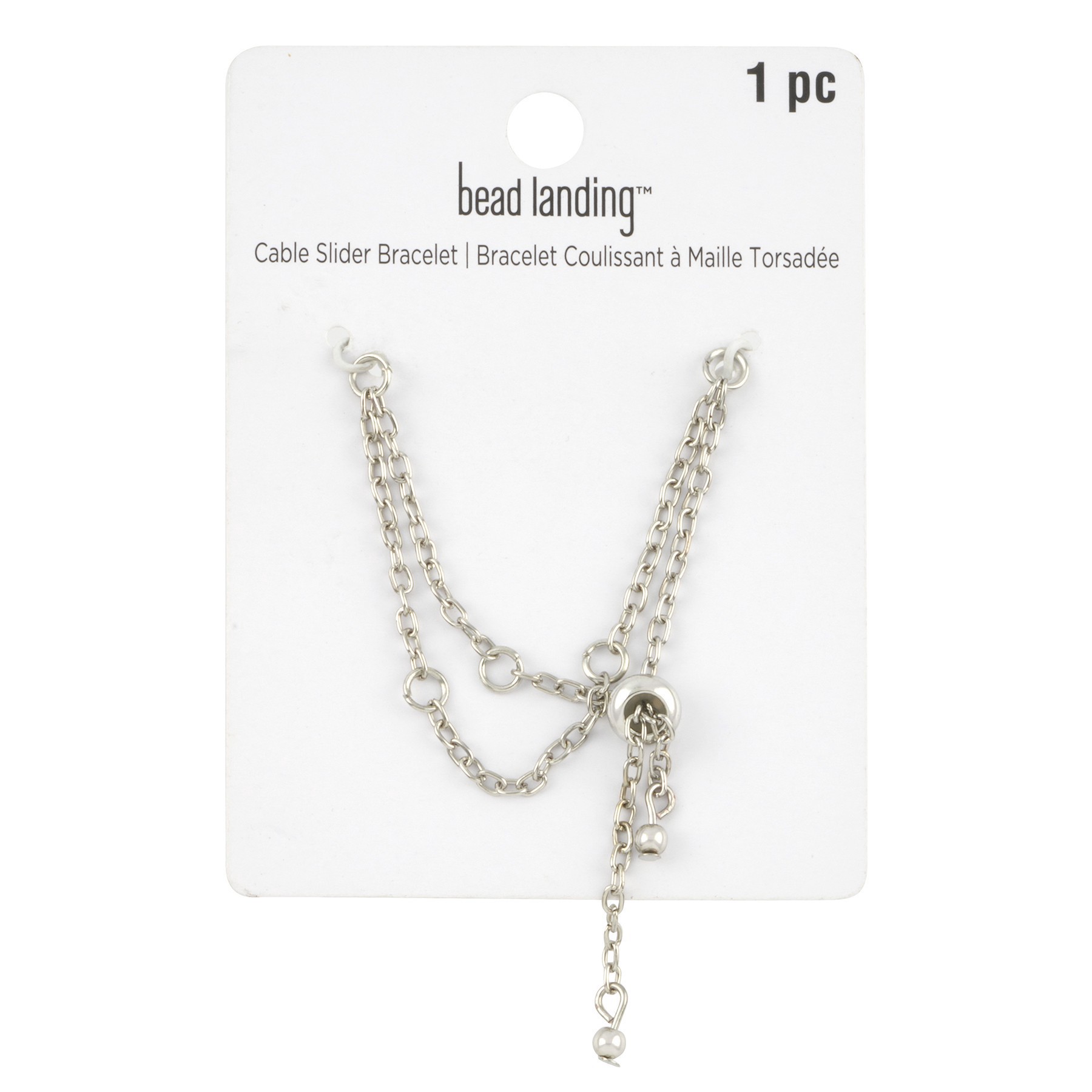 slide 3 of 3, 9" Rhodium Slider Charm Bracelet By Bead Landing, 9 in