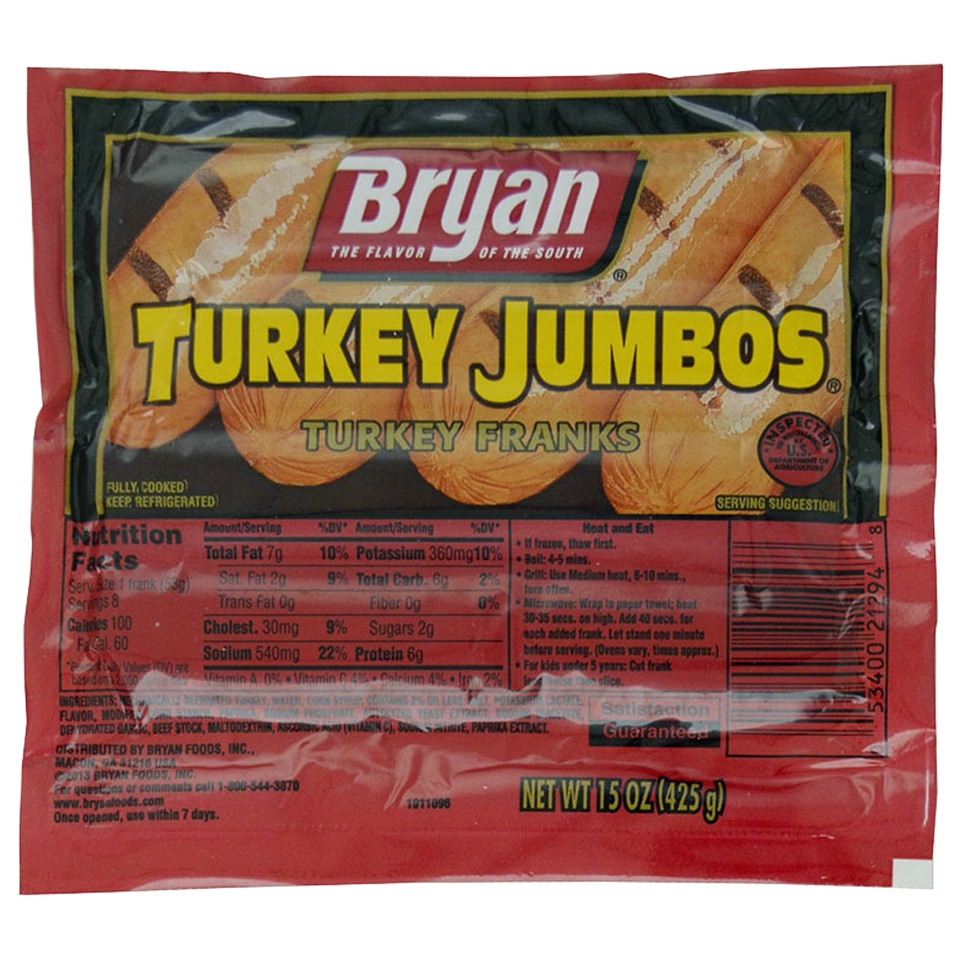 slide 2 of 4, Bryan Juicy Turkey Jumbos, 15 oz