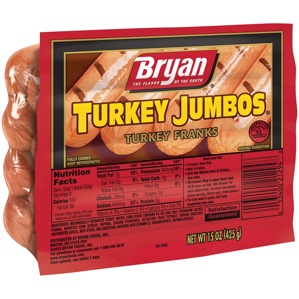 slide 3 of 4, Bryan Juicy Turkey Jumbos, 15 oz