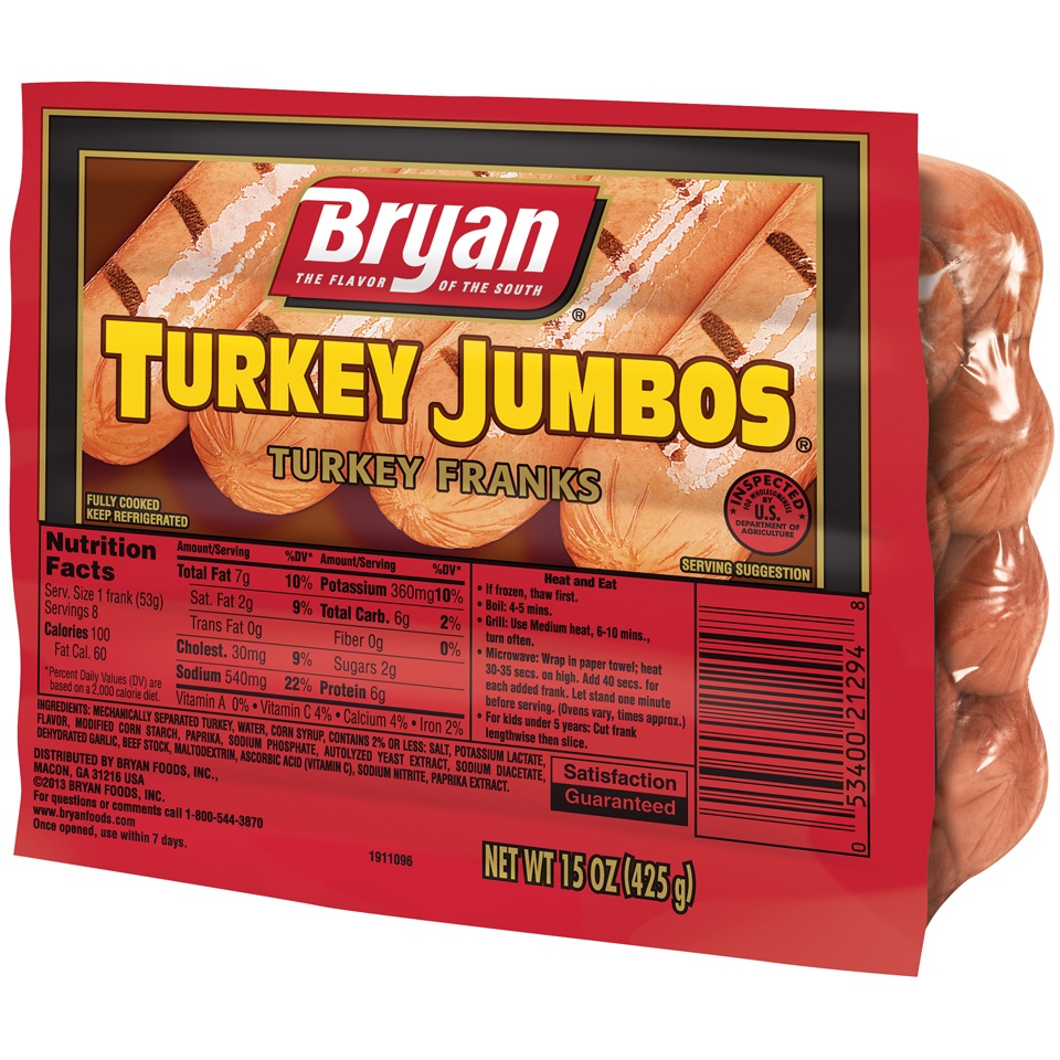 slide 4 of 4, Bryan Juicy Turkey Jumbos, 15 oz