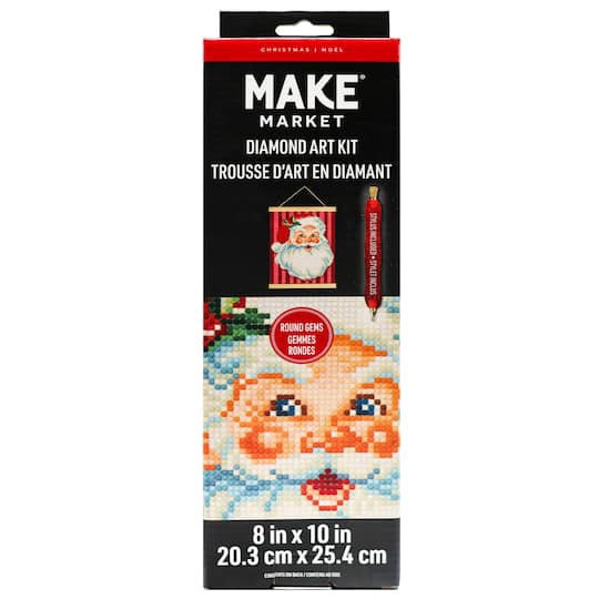 slide 1 of 4, 8" X 10" Jolly Santa Diamond Art Kit With Frame By Make Market, 8 in x 10 in