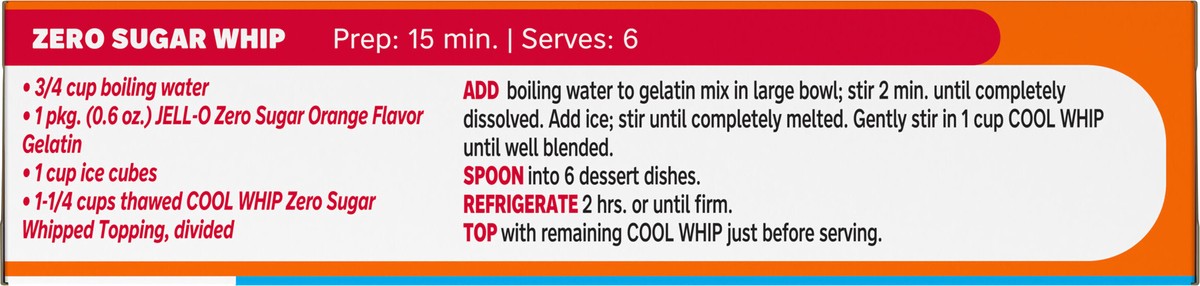 slide 4 of 9, Jell-O Orange Artificially Flavored Zero Sugar Low Calorie Gelatin Dessert Mix, Family Size, 0.6 oz Box, 0.6 oz