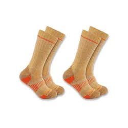 Carhartt Men's Midweight Synthetic-Wool Blend Large Steel Toe Boot Sock Pack - Khaki