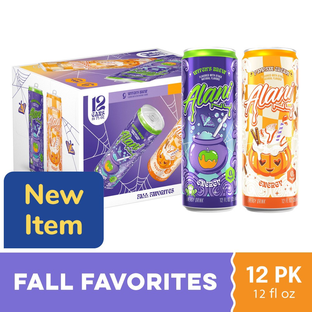 slide 6 of 6, Alani Nu Pumpkin Cream/Witchs Brew Variety 12Pk, 12 oz
