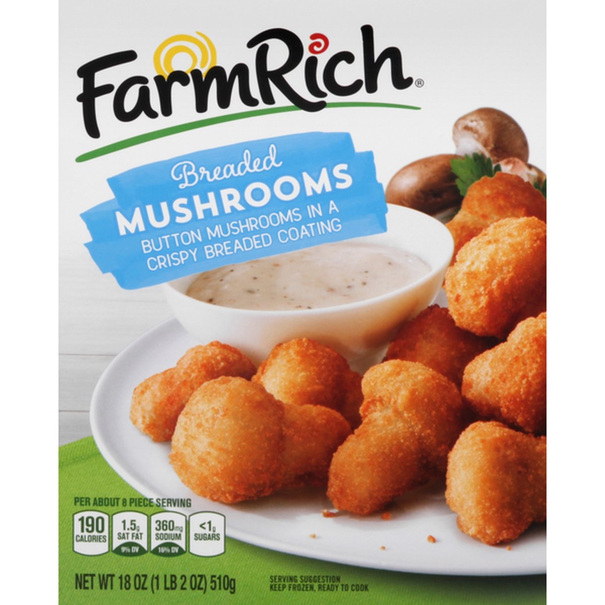 slide 1 of 1, Farm Rich Breaded Mushrooms, 18 oz