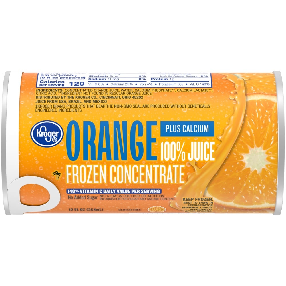 slide 1 of 1, Kroger Frozen Orange Juice Concentrate - Plus Calcium, 12 fl oz