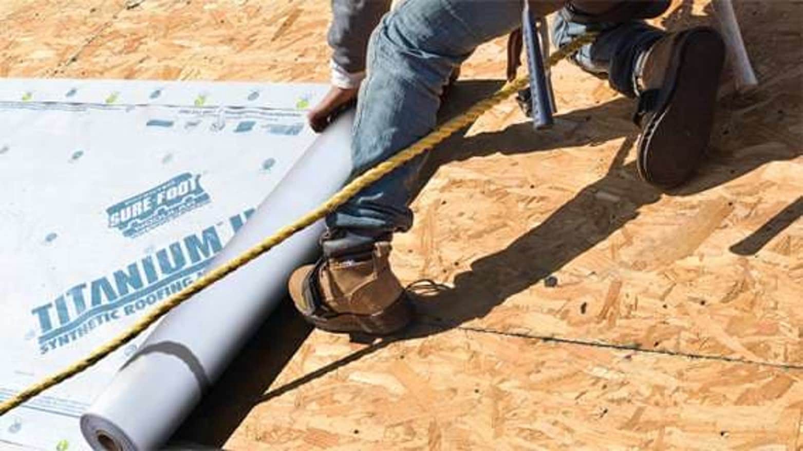 slide 2 of 3, Titanium 48-in x 250-ft 1000-sq ft Polypropylene Roof Underlayment, 1 ct