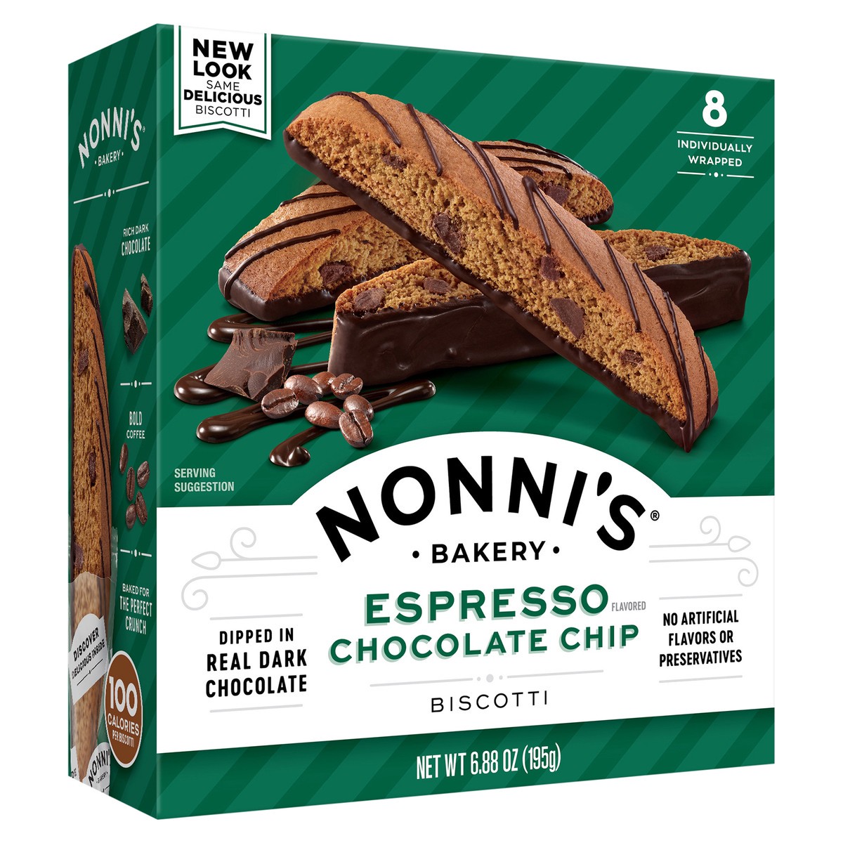 slide 5 of 8, Nonni's Nonni’s Espresso Chocolate Chip Biscotti, 8-count carton 6.88 oz, 8 ct