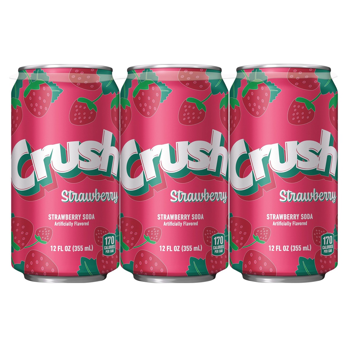 slide 8 of 12, Crush Strawberry Soda, 12 fl oz cans, 6 pack, 12 fl oz