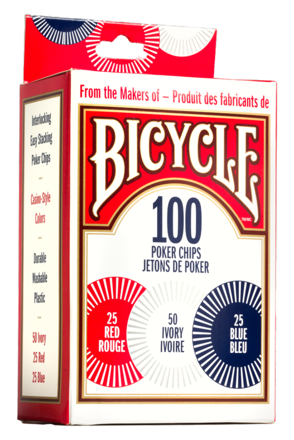slide 1 of 1, Bicycle Plastic Poker Chips, 100 ct