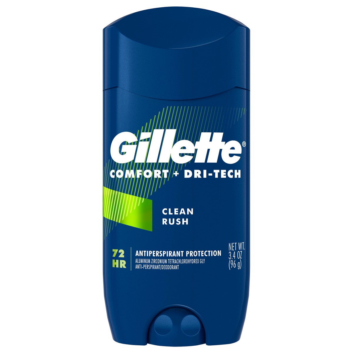 slide 1 of 1, Gillette Antiperspirant Deodorant for Men, Invisible Solid, Clean Rush, 72 Hr. Sweat Protection, 3.4 oz, 3.4 oz
