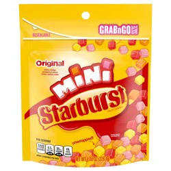 STARBURST Minis Original Fruit Chews Chewy Candy, Grab N Go, 8 oz Resealable Bags