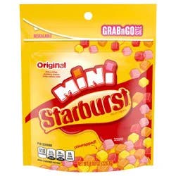 STARBURST Minis Original Fruit Chews Chewy Candy, Grab N Go, 8 oz Resealable Bags