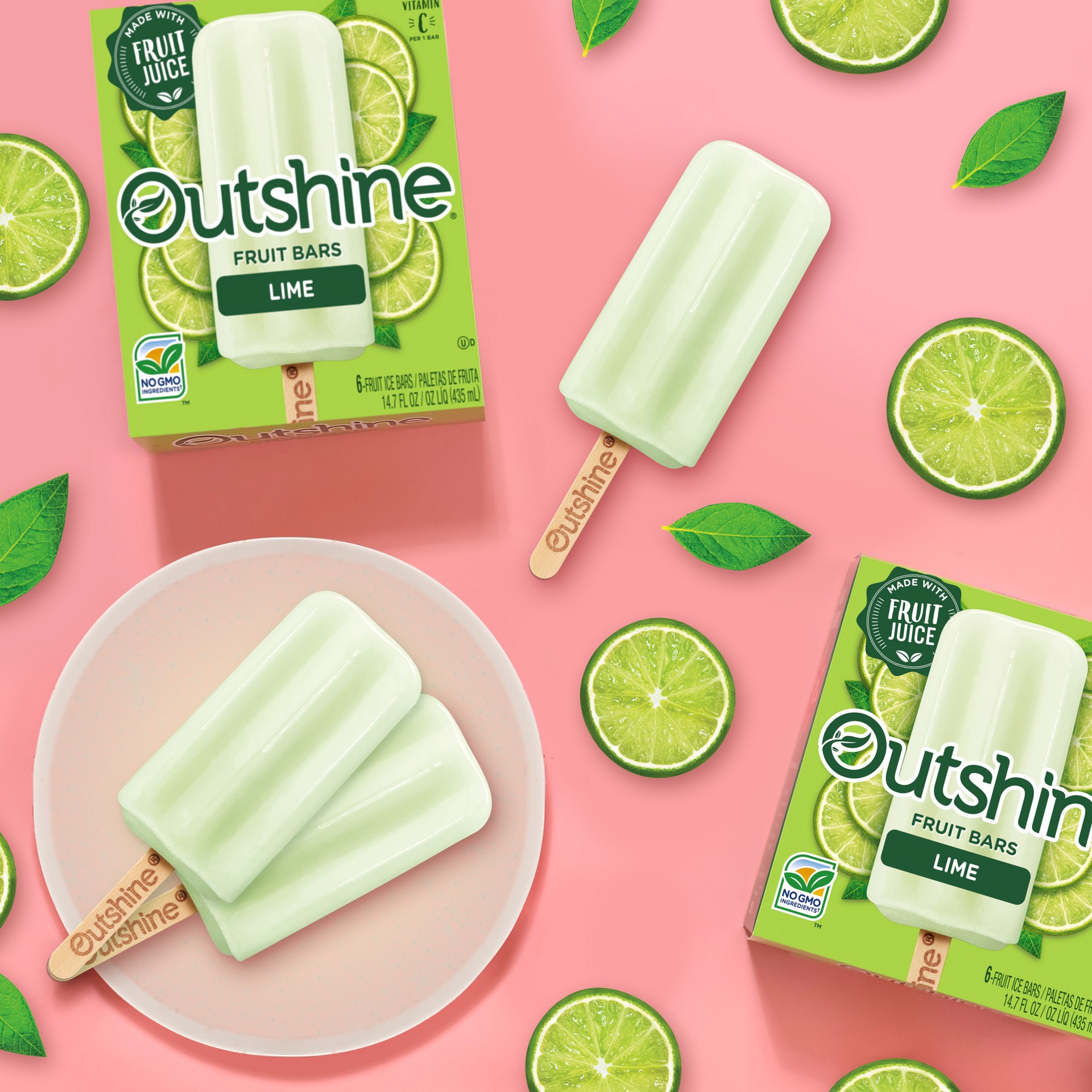 slide 5 of 5, Outshine Lime Frozen Fruit Bars, 6 Count, 6 ct