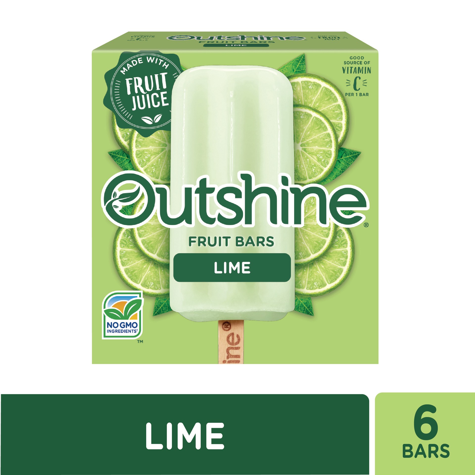 slide 2 of 5, Outshine Lime Frozen Fruit Bars, 6 Count, 6 ct