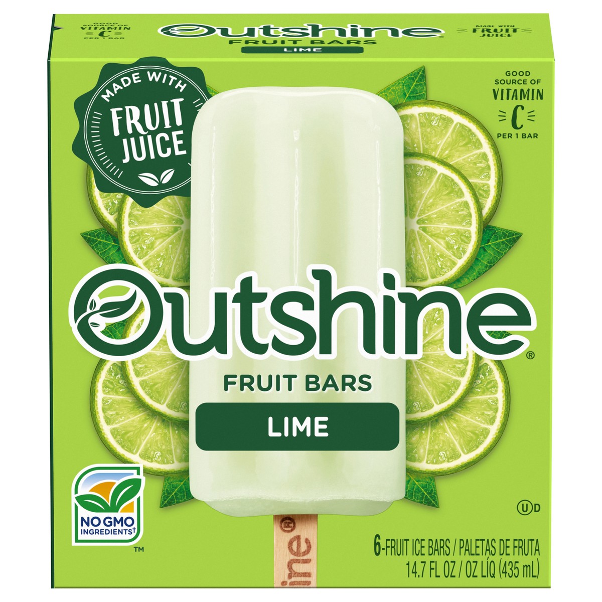 slide 1 of 5, Outshine Lime Frozen Fruit Bars, 6 Count, 6 ct