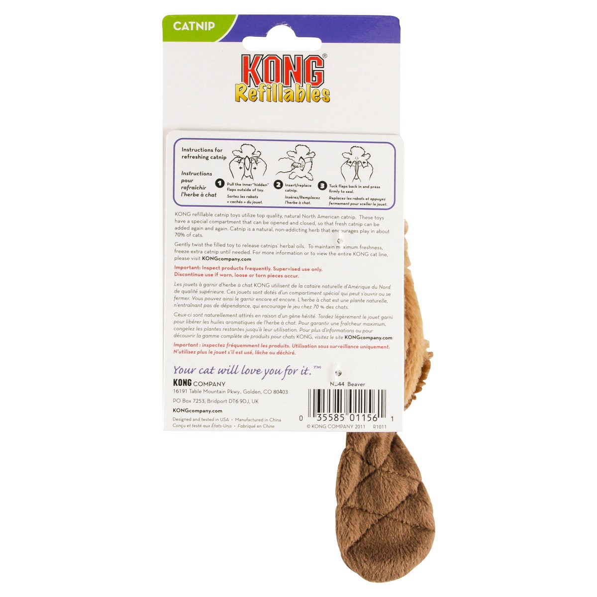 slide 2 of 2, Kong Refillables Beaver Cat Toy with Catnip, 1 ct
