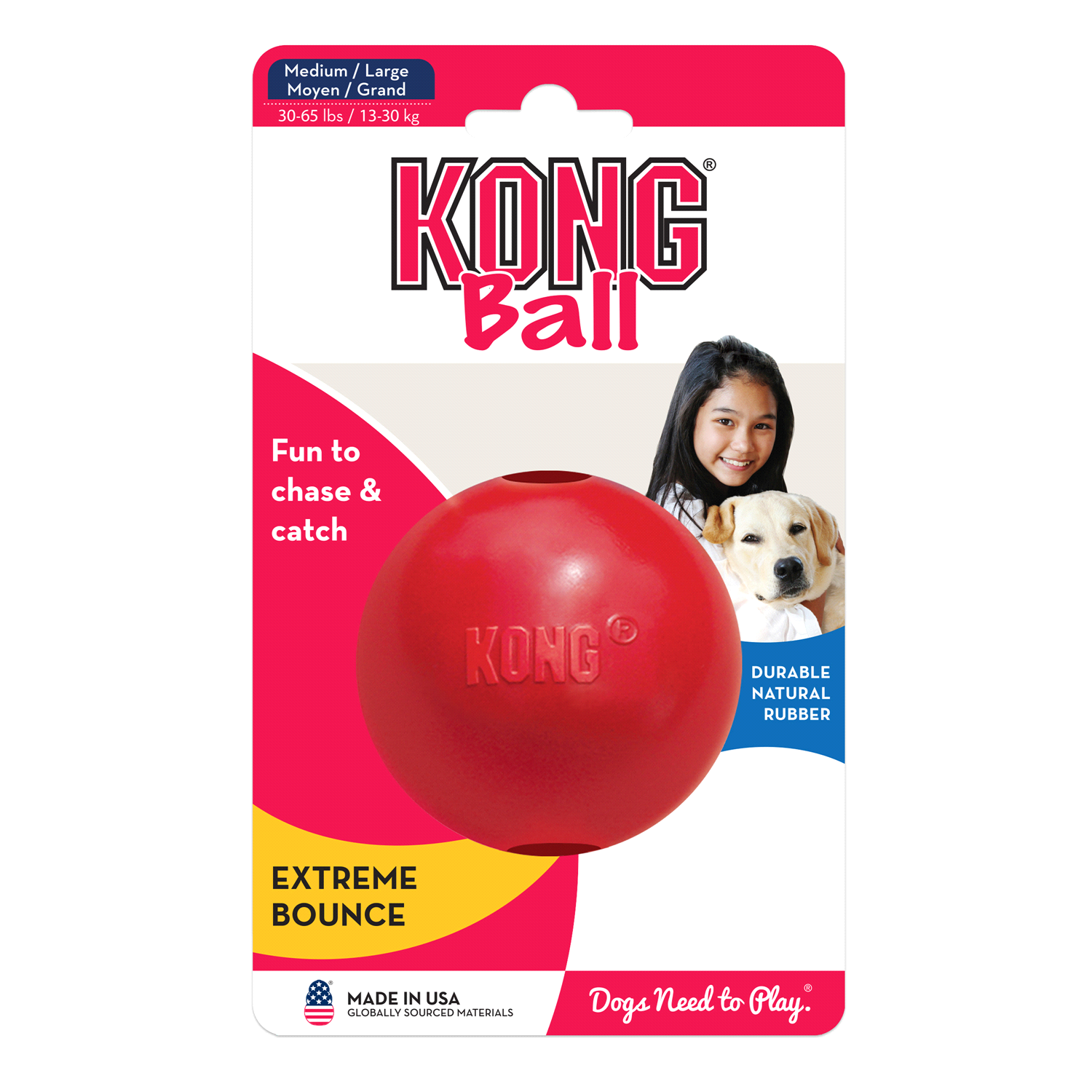 slide 2 of 2, KONG Medium/Large Bounce Extreme Ball Dog Toy 1 ea Card, 1 ct