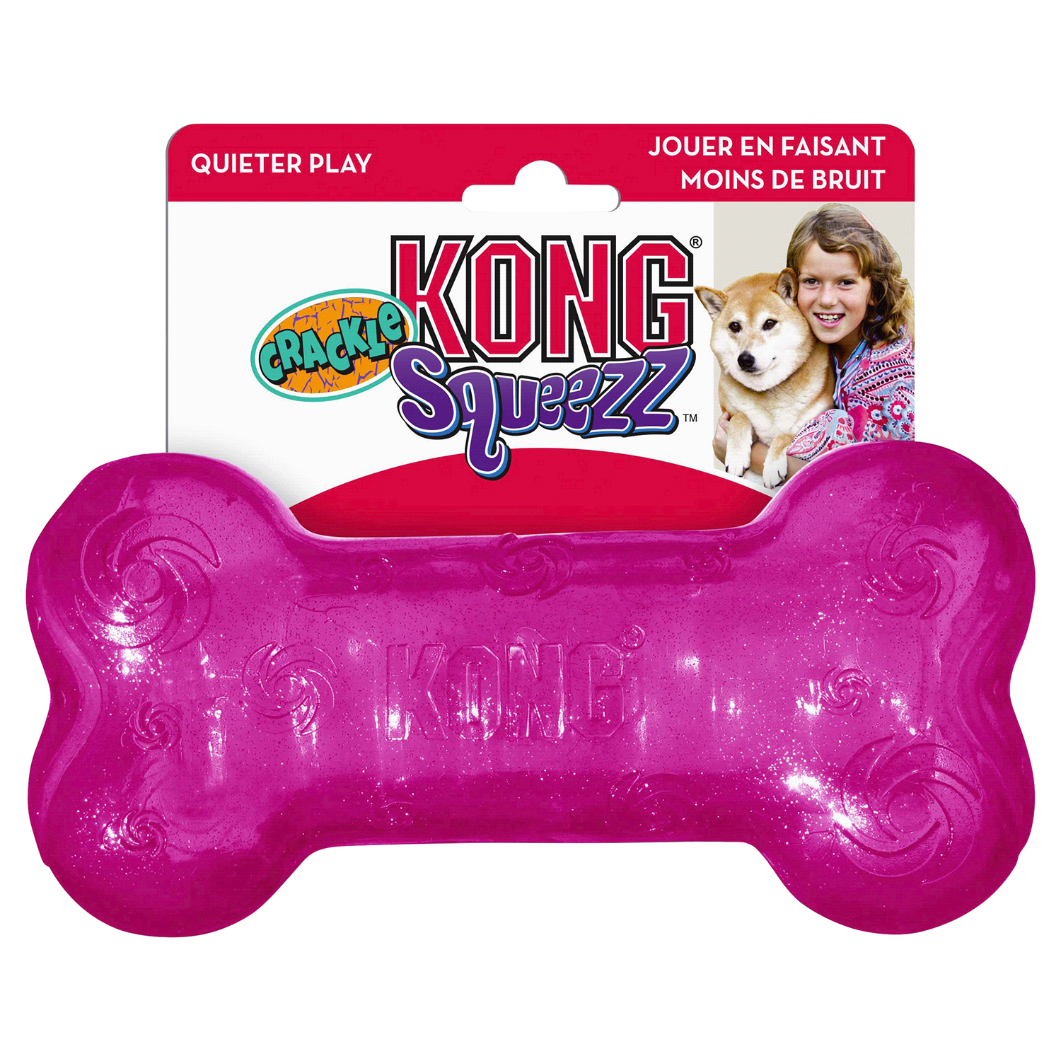 slide 2 of 3, KONG Squeezz Crackle Bone Assorted Medium, MED