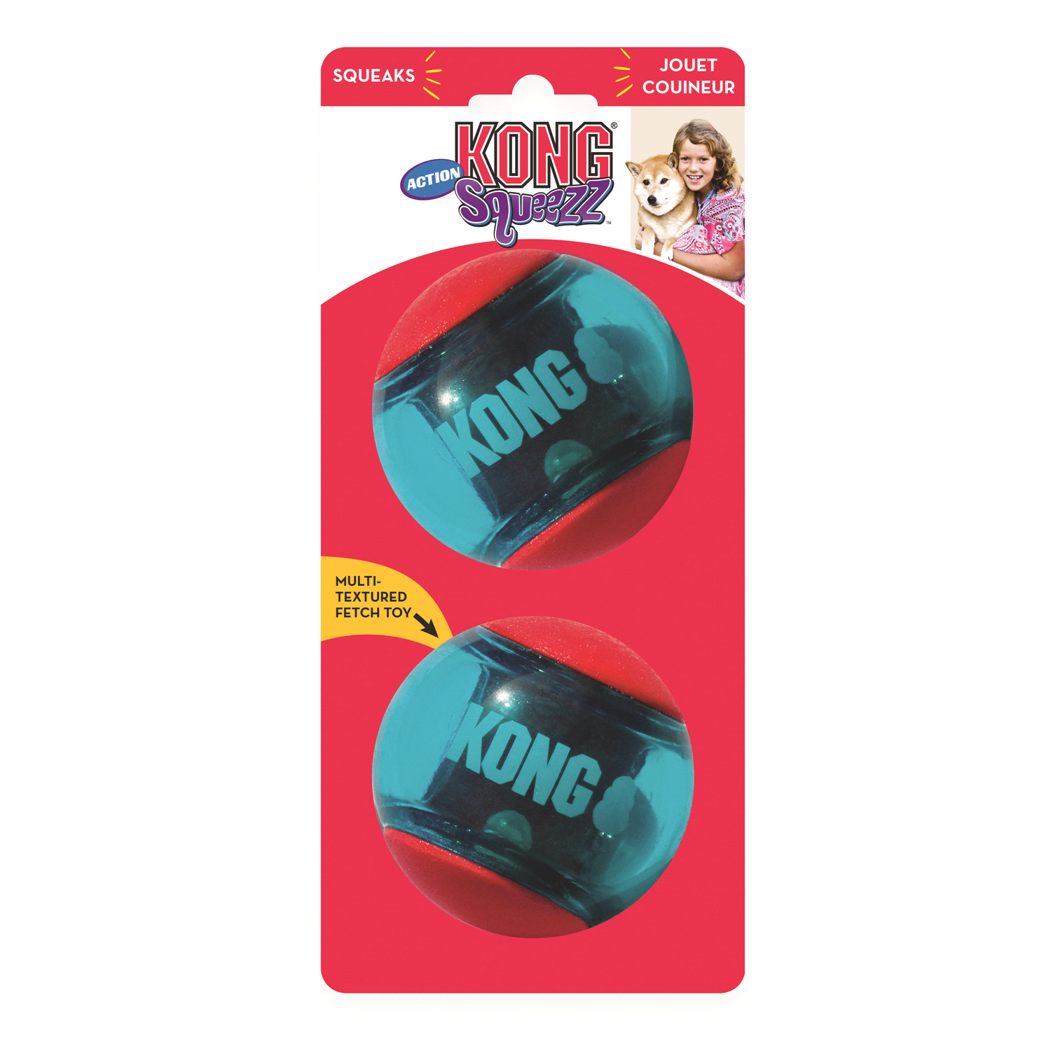 slide 2 of 2, KONG Squeezz Action Ball Red Large, LG