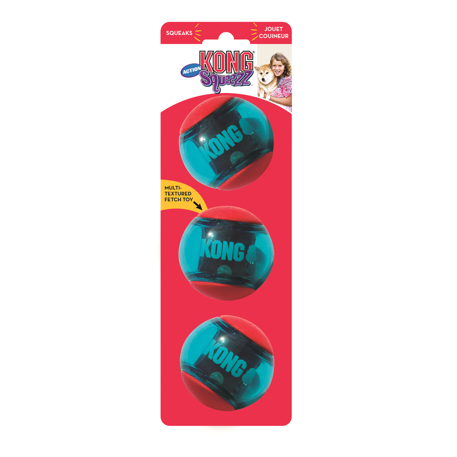 slide 2 of 2, KONG Squeezz Action Ball Red Md, 1 ct