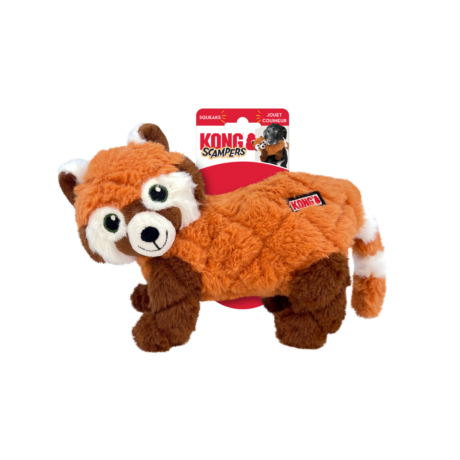 slide 2 of 4, KONG Red Scampers Panda Dog Toy, Medium, 1 ct